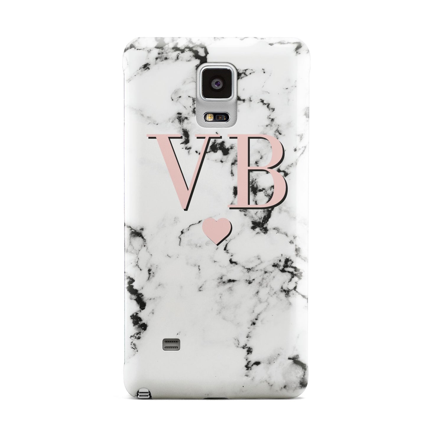 Personalised Coral Heart Initial Marble Samsung Galaxy Note 4 Case