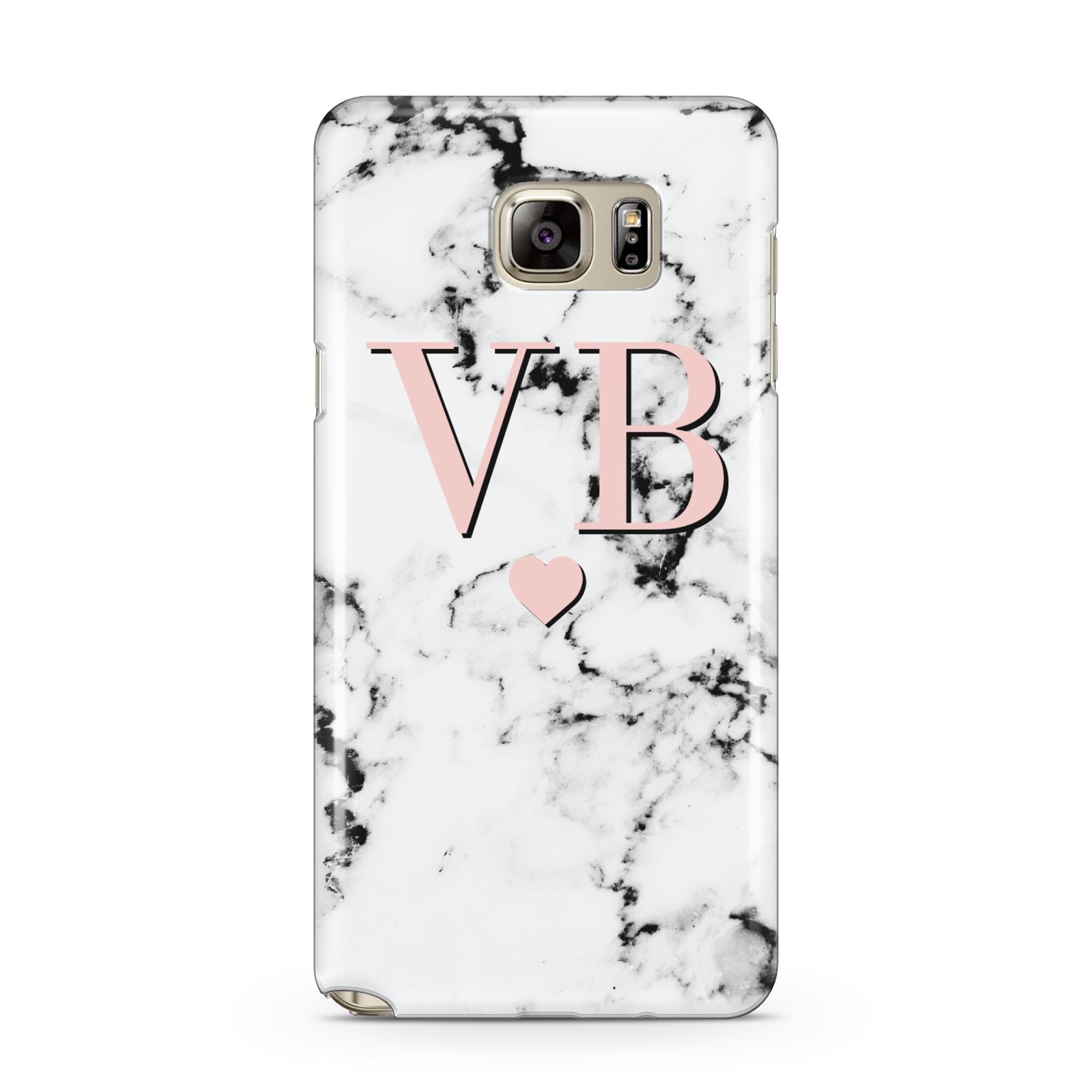 Personalised Coral Heart Initial Marble Samsung Galaxy Note 5 Case