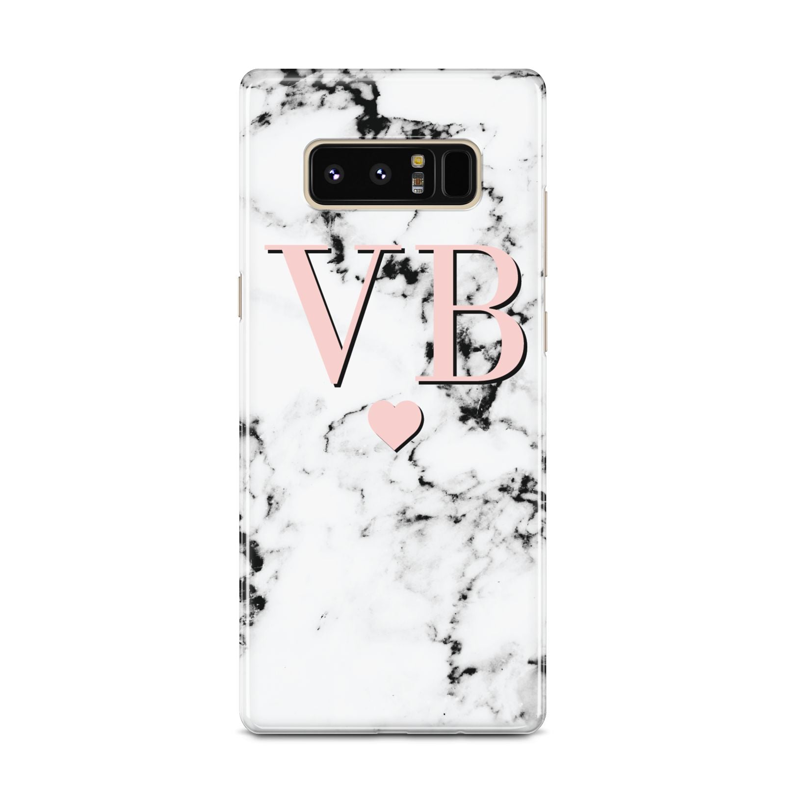 Personalised Coral Heart Initial Marble Samsung Galaxy Note 8 Case
