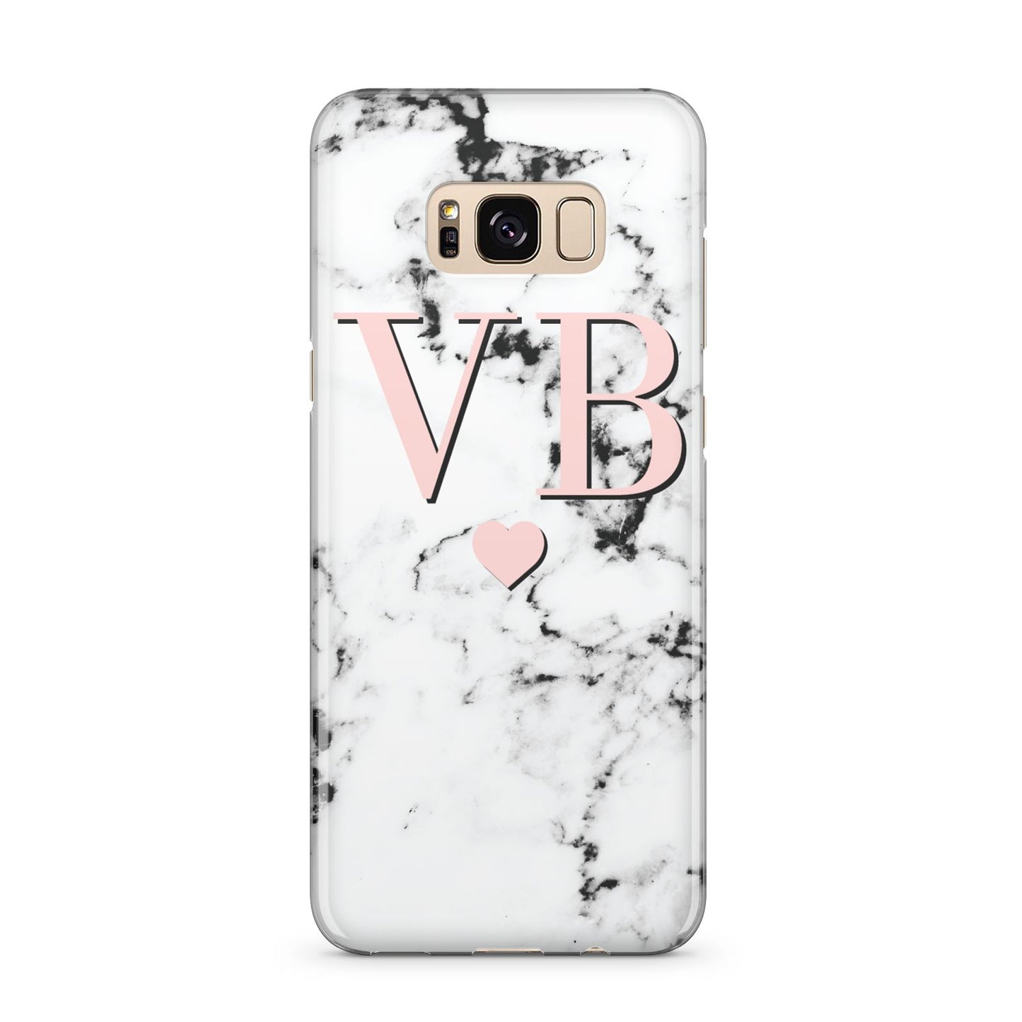 Personalised Coral Heart Initial Marble Samsung Galaxy S8 Plus Case