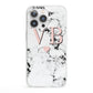 Personalised Coral Heart Initial Marble iPhone 13 Pro Clear Bumper Case