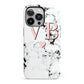 Personalised Coral Heart Initial Marble iPhone 13 Pro Full Wrap 3D Tough Case