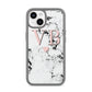 Personalised Coral Heart Initial Marble iPhone 14 Clear Tough Case Starlight
