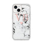 Personalised Coral Heart Initial Marble iPhone 14 Glitter Tough Case Starlight
