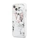 Personalised Coral Heart Initial Marble iPhone 14 Plus Clear Tough Case Starlight Angled Image