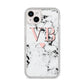 Personalised Coral Heart Initial Marble iPhone 14 Plus Glitter Tough Case Starlight