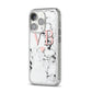 Personalised Coral Heart Initial Marble iPhone 14 Pro Glitter Tough Case Silver Angled Image