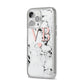 Personalised Coral Heart Initial Marble iPhone 14 Pro Max Glitter Tough Case Silver Angled Image