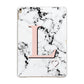 Personalised Coral Heart Initialled Marble Apple iPad Gold Case