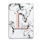 Personalised Coral Heart Initialled Marble Apple iPad Grey Case