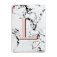Personalised Coral Heart Initialled Marble Apple iPad Rose Gold Case