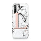 Personalised Coral Heart Initialled Marble Huawei Enjoy 10s Phone Case