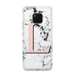 Personalised Coral Heart Initialled Marble Huawei Mate 20 Pro Phone Case