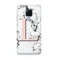 Personalised Coral Heart Initialled Marble Huawei Mate 20X Phone Case