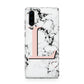 Personalised Coral Heart Initialled Marble Huawei P30 Phone Case