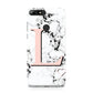 Personalised Coral Heart Initialled Marble Huawei Y7 2018