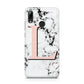 Personalised Coral Heart Initialled Marble Huawei Y7 2019
