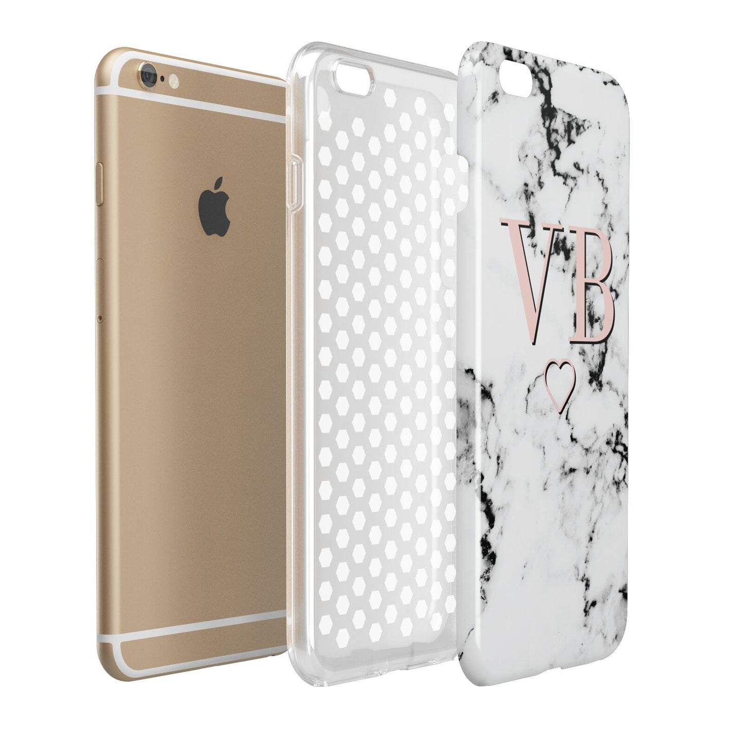 Personalised Coral Initials Heart Marble Apple iPhone 6 Plus 3D Tough Case Expand Detail Image