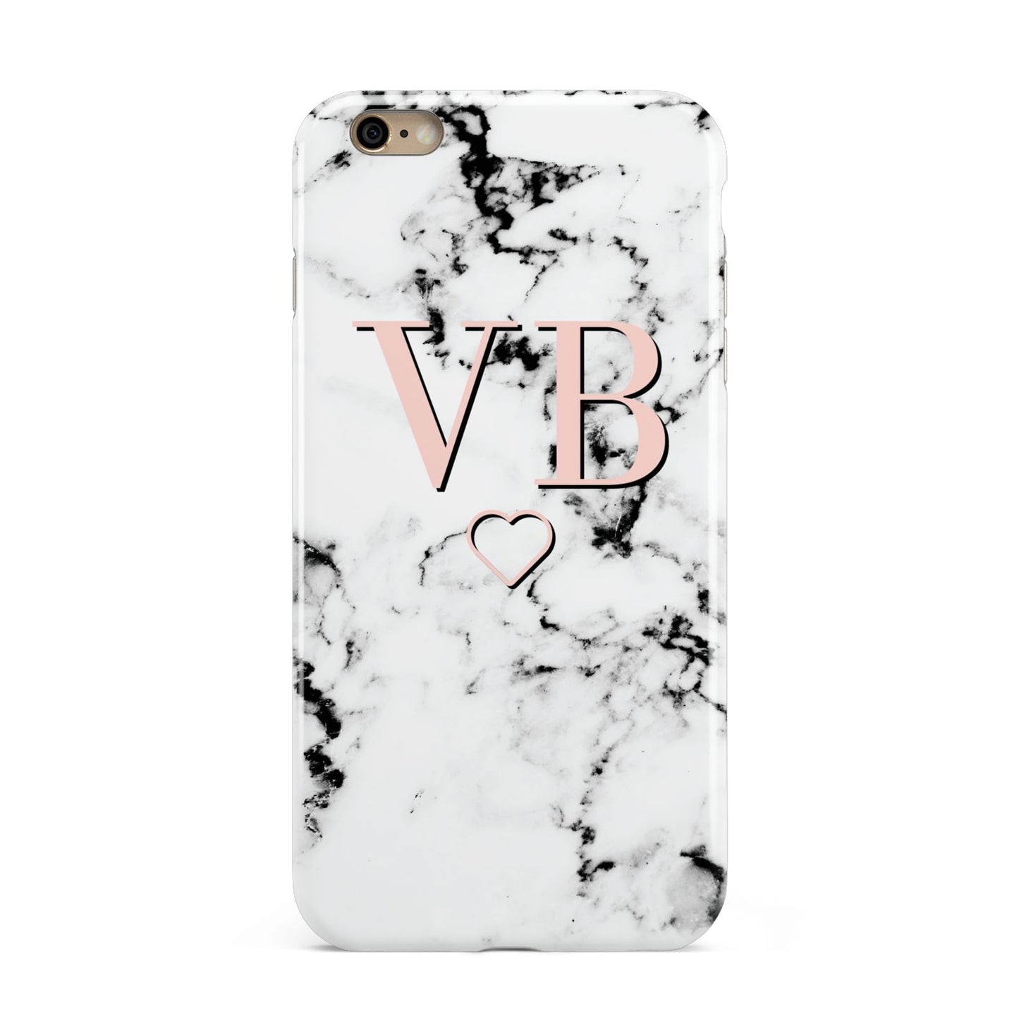 Personalised Coral Initials Heart Marble Apple iPhone 6 Plus 3D Tough Case