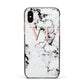 Personalised Coral Initials Heart Marble Apple iPhone Xs Impact Case Black Edge on Gold Phone