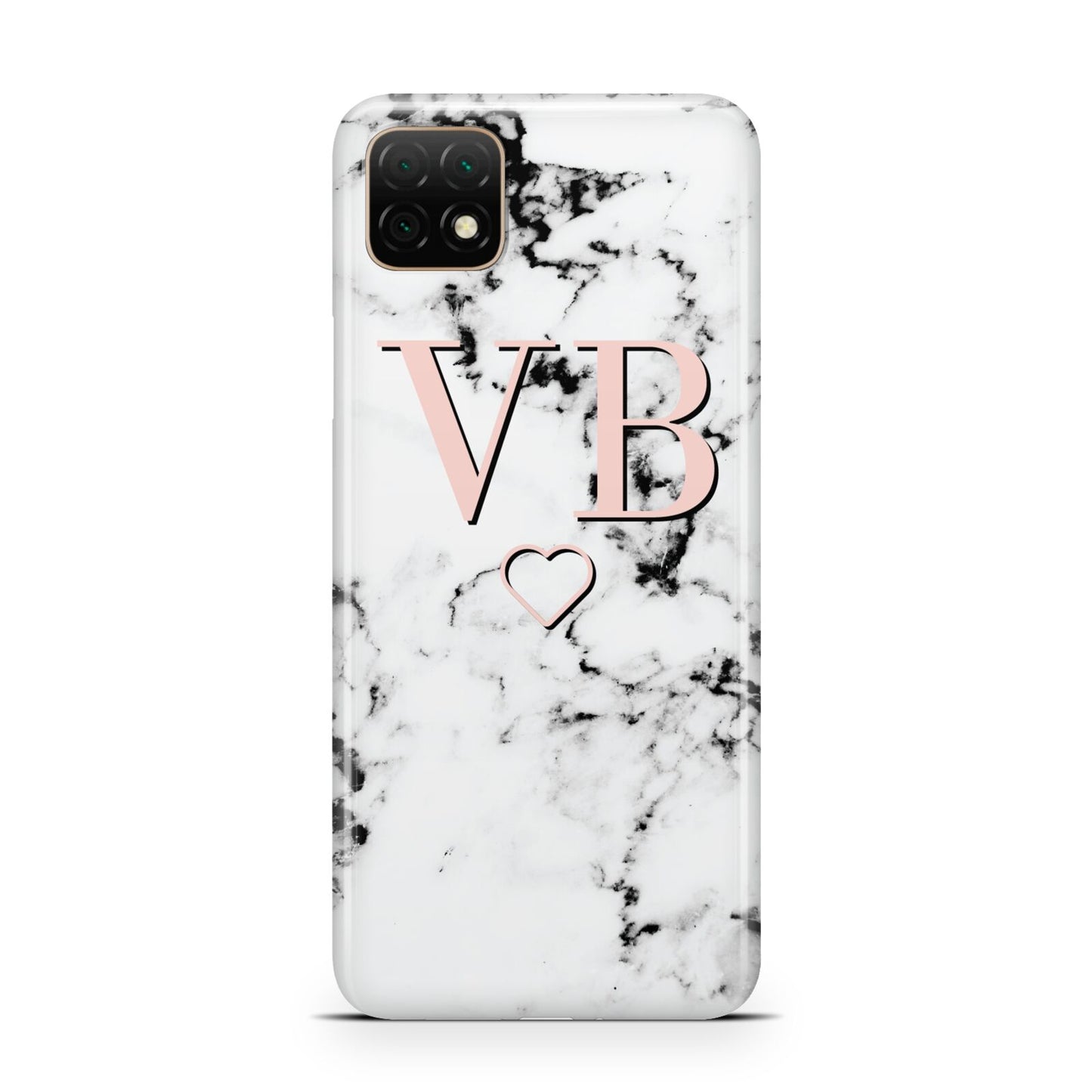 Personalised Coral Initials Heart Marble Huawei Enjoy 20 Phone Case