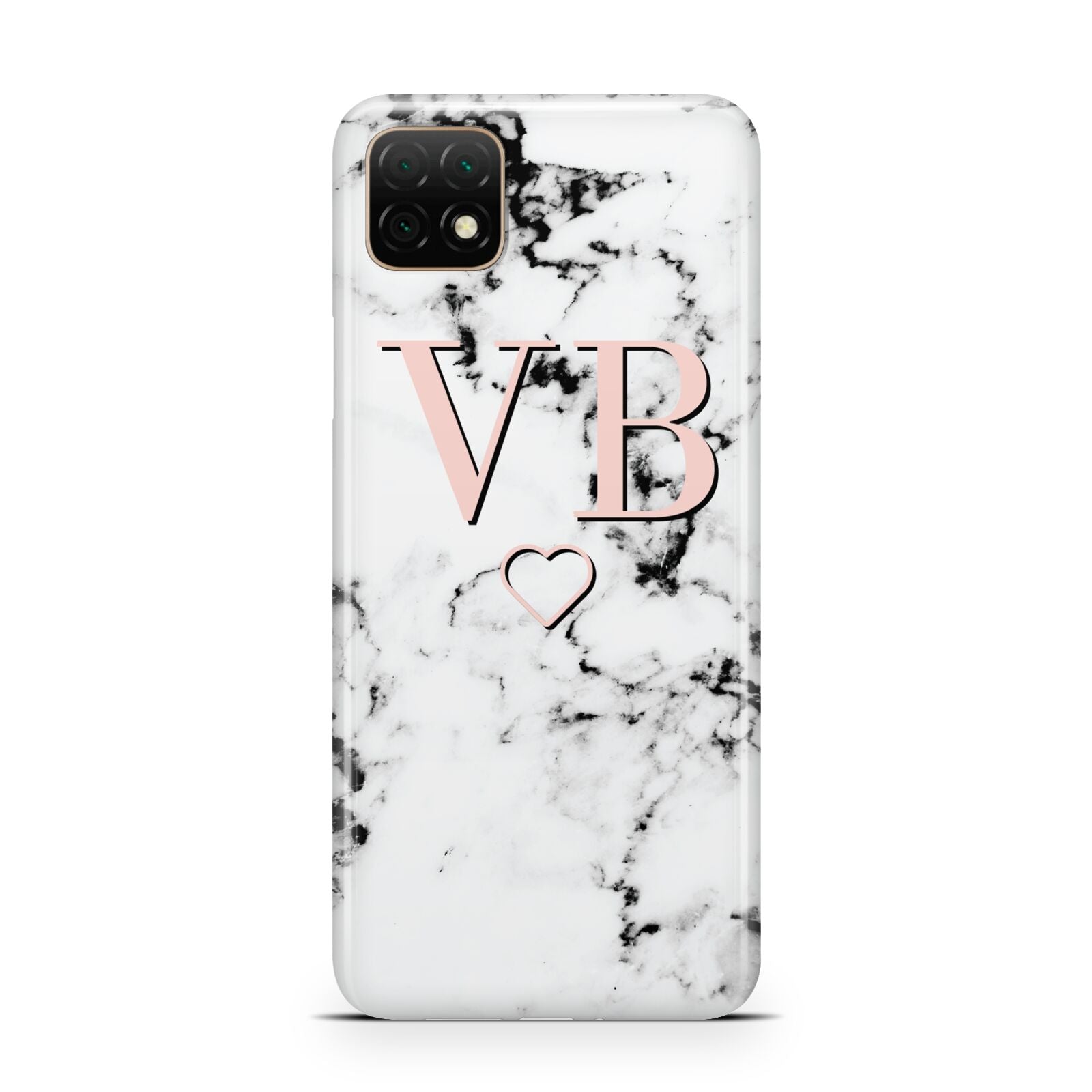 Personalised Coral Initials Heart Marble Huawei Enjoy 20 Phone Case