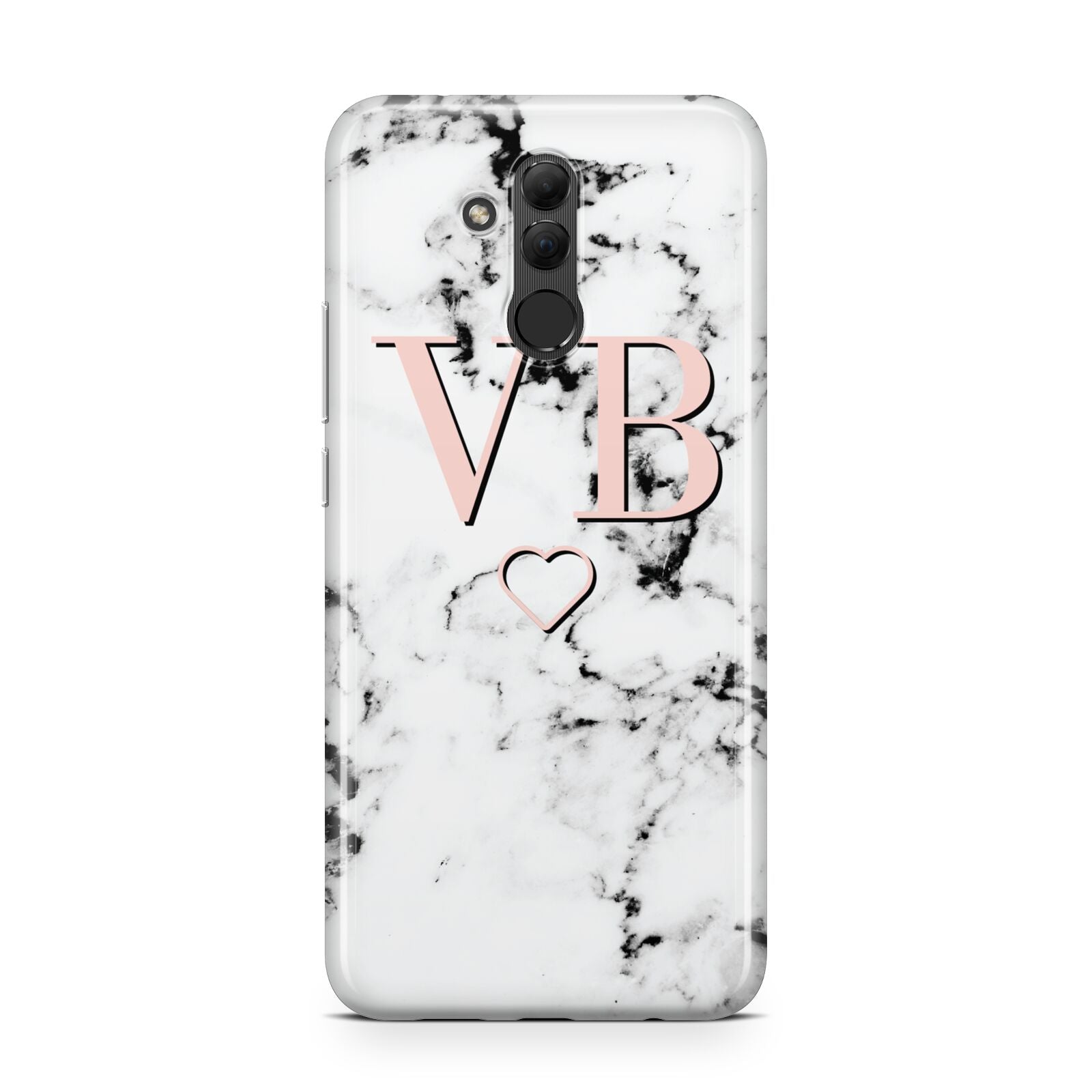 Personalised Coral Initials Heart Marble Huawei Mate 20 Lite