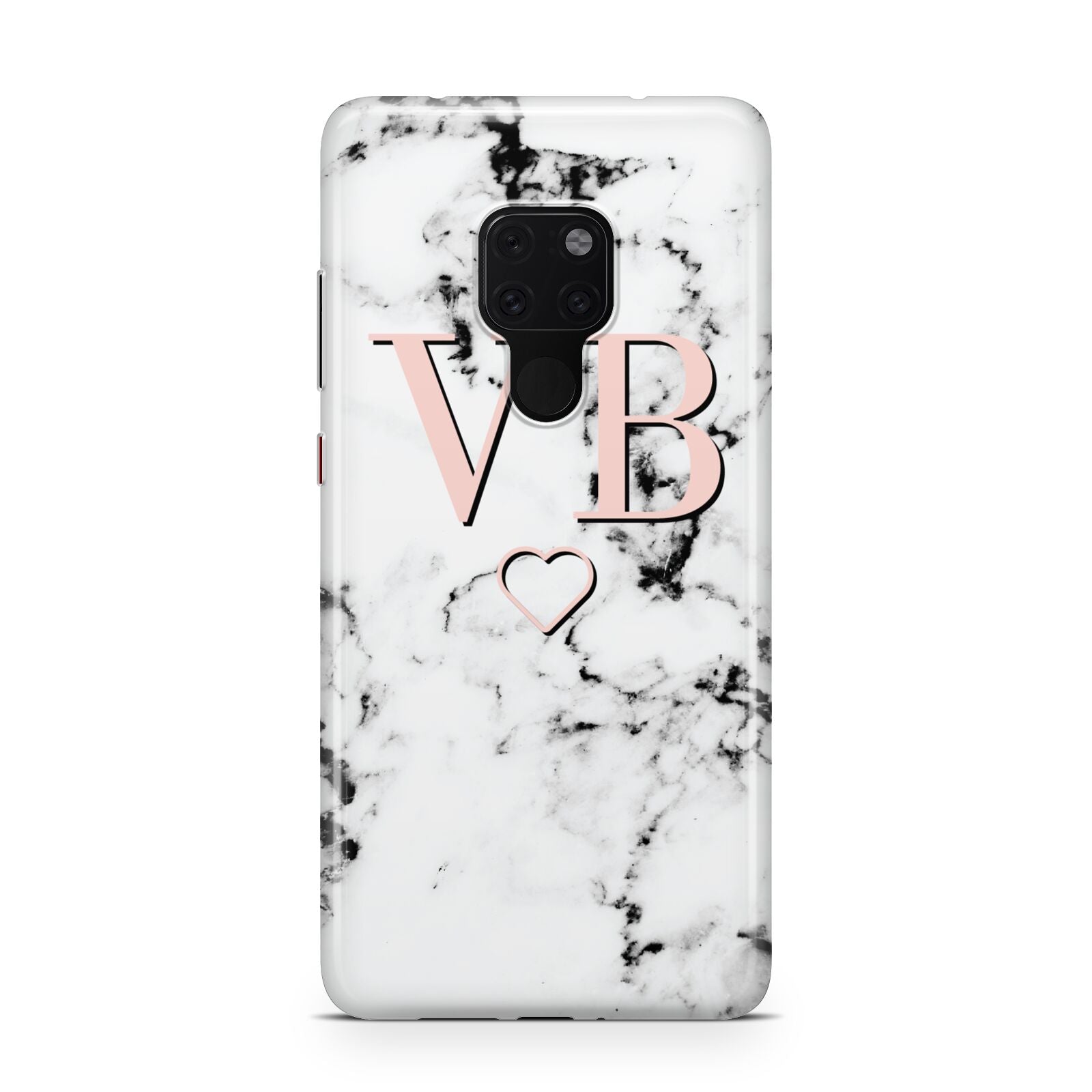 Personalised Coral Initials Heart Marble Huawei Mate 20 Phone Case