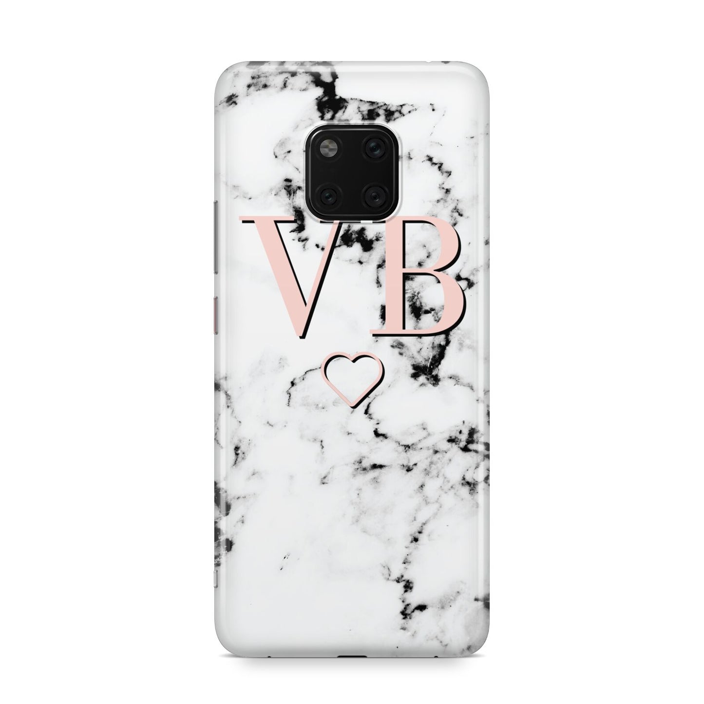 Personalised Coral Initials Heart Marble Huawei Mate 20 Pro Phone Case