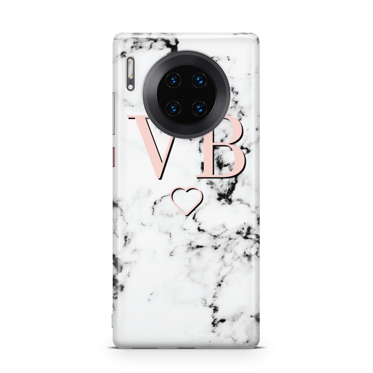 Personalised Coral Initials Heart Marble Huawei Mate 30 Pro Phone Case