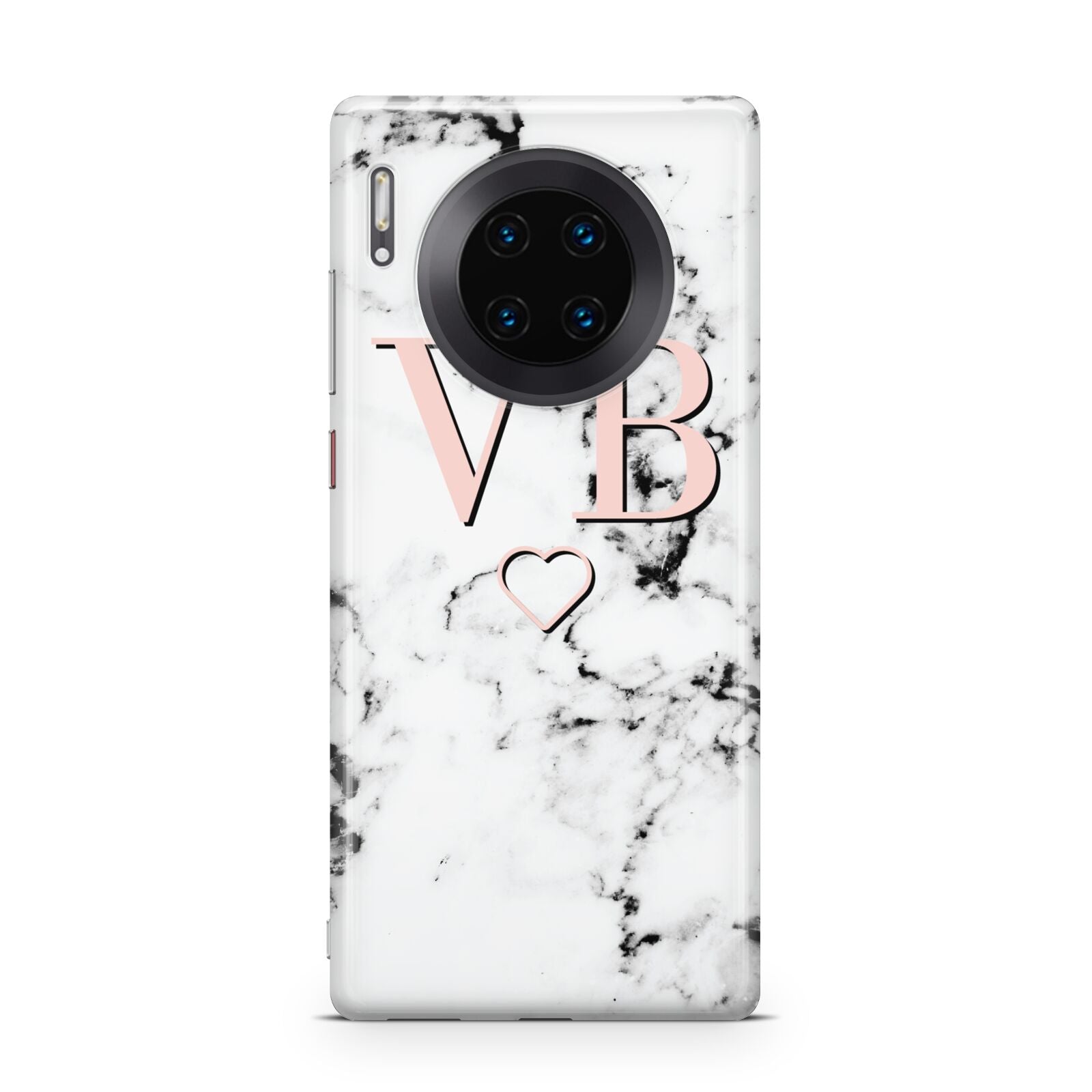 Personalised Coral Initials Heart Marble Huawei Mate 30 Pro Phone Case