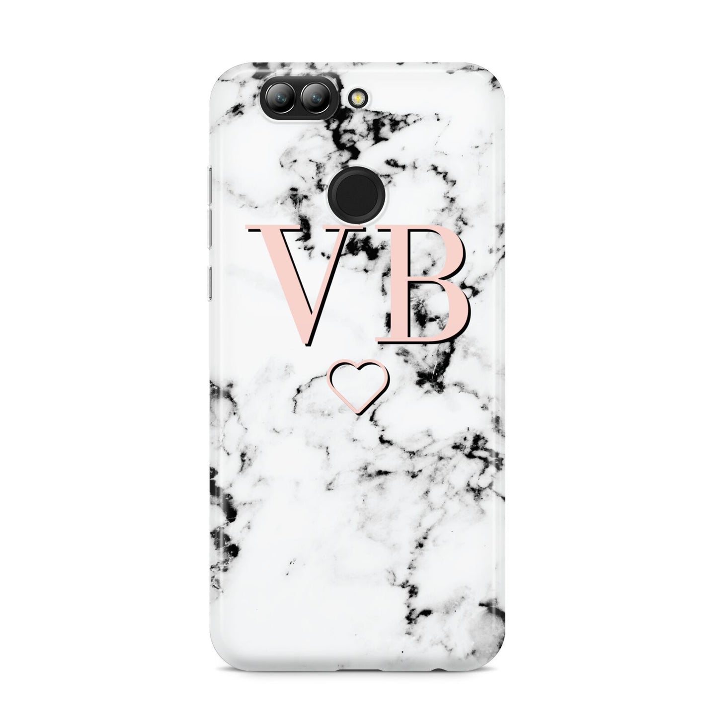 Personalised Coral Initials Heart Marble Huawei Nova 2s Phone Case