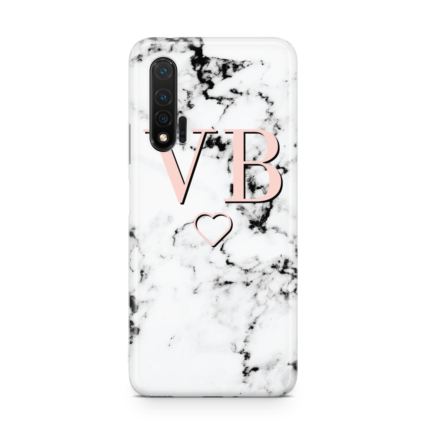 Personalised Coral Initials Heart Marble Huawei Nova 6 Phone Case