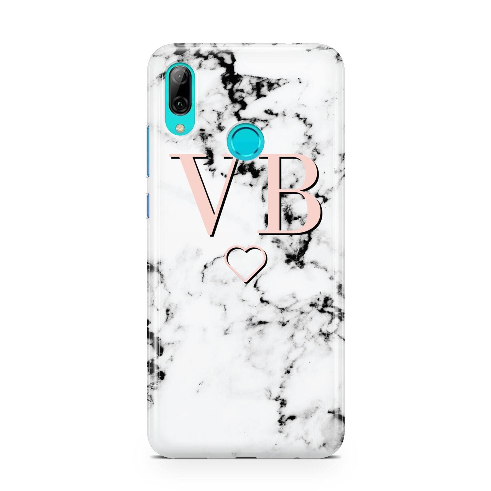 Personalised Coral Initials Heart Marble Huawei P Smart 2019 Case