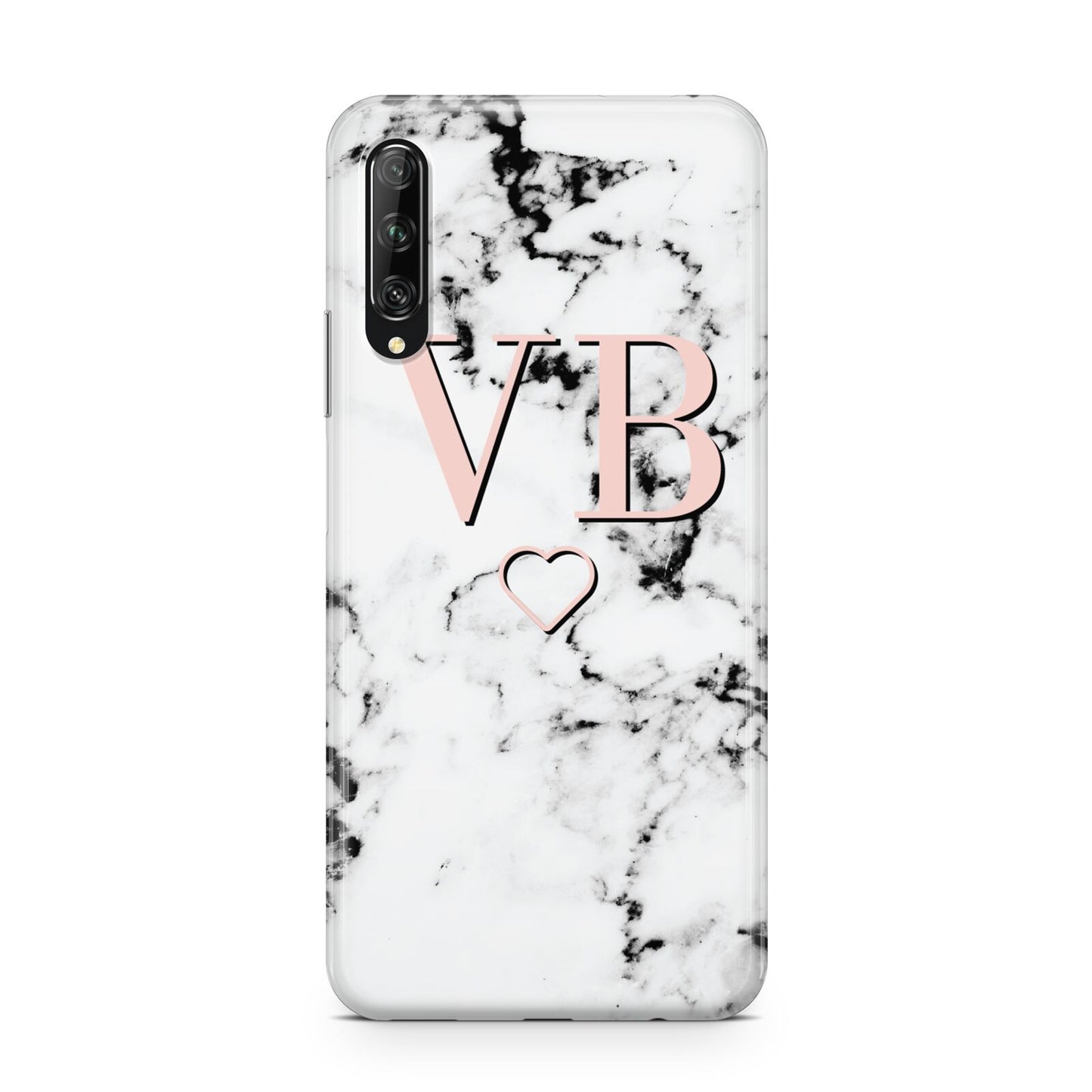 Personalised Coral Initials Heart Marble Huawei P Smart Pro 2019