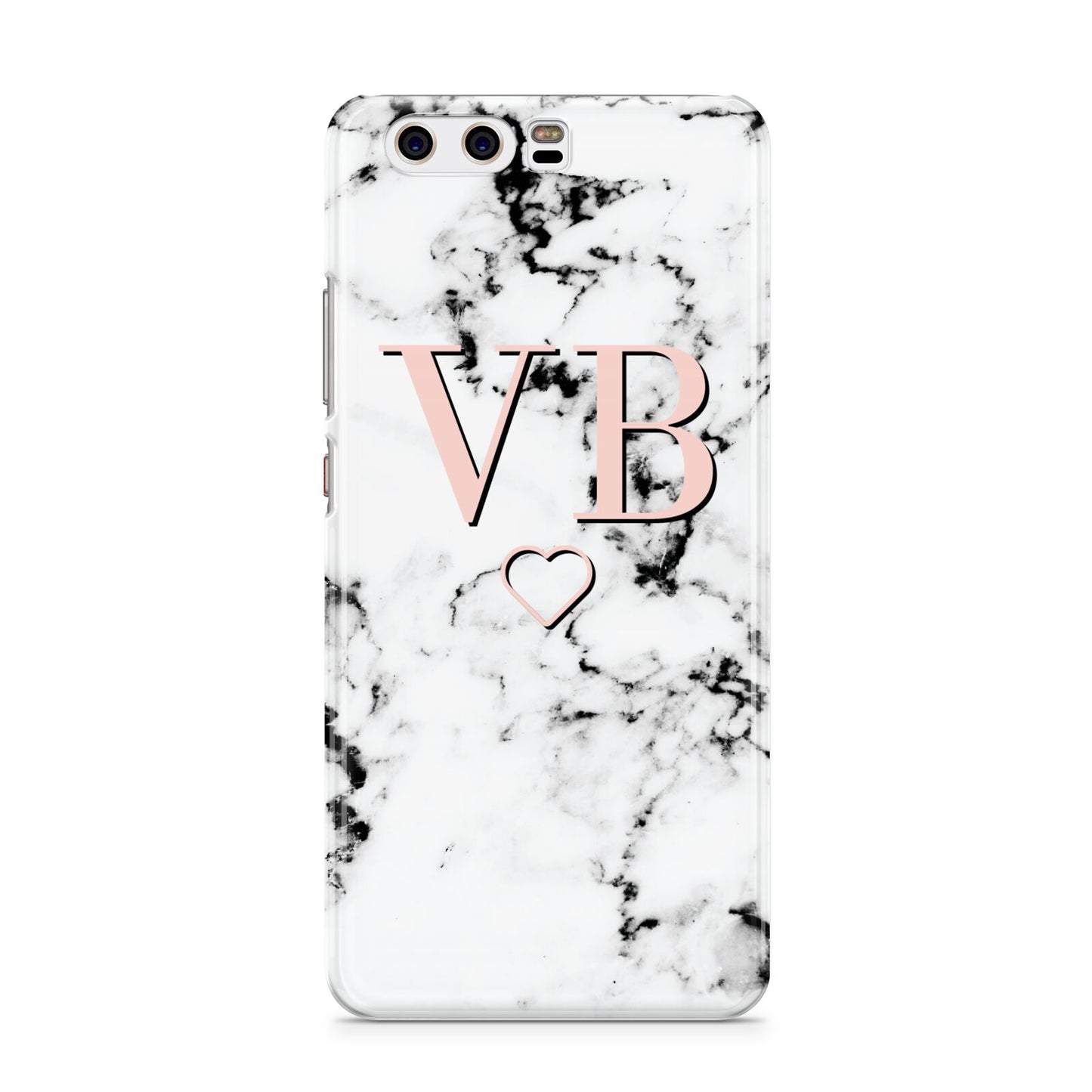 Personalised Coral Initials Heart Marble Huawei P10 Phone Case