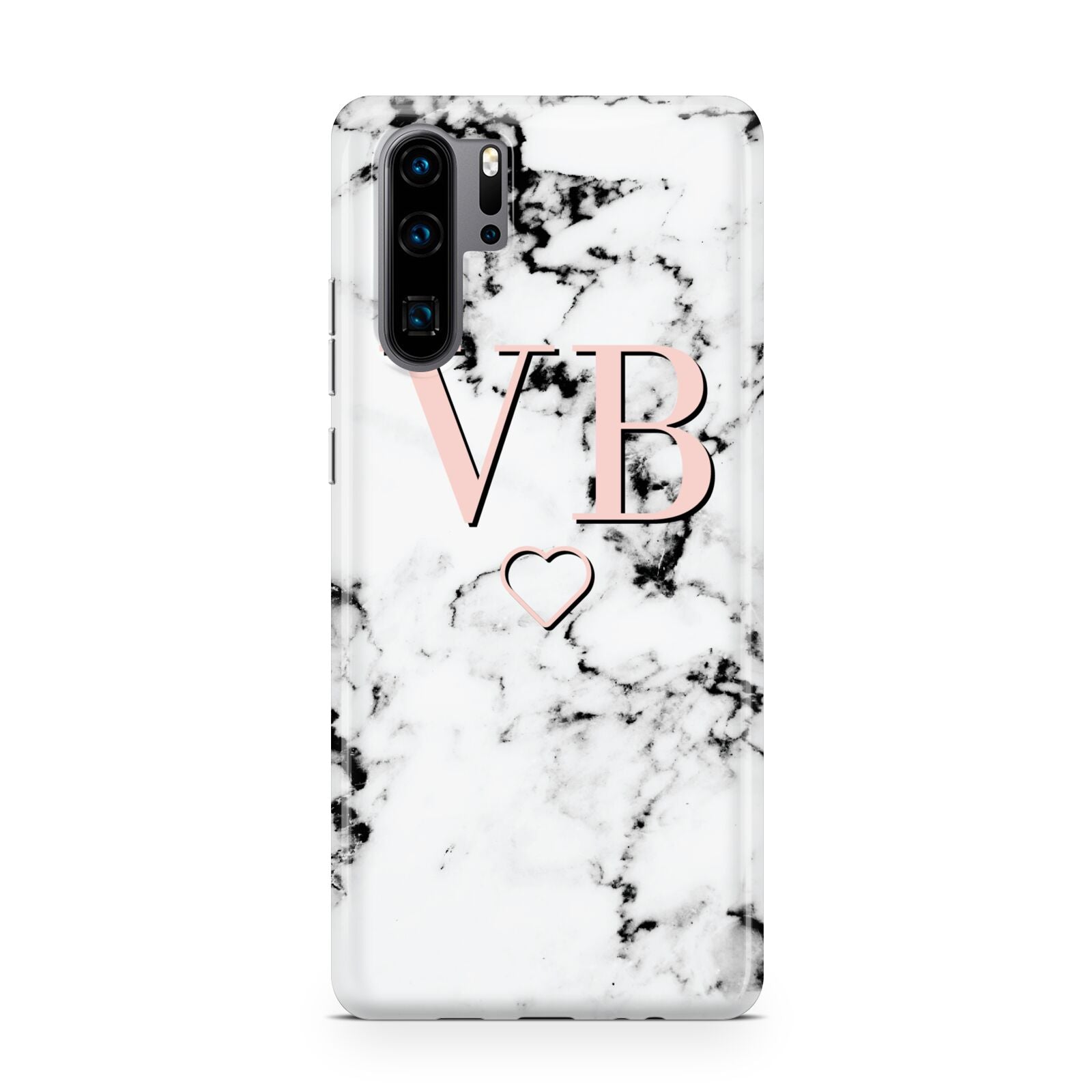 Personalised Coral Initials Heart Marble Huawei P30 Pro Phone Case
