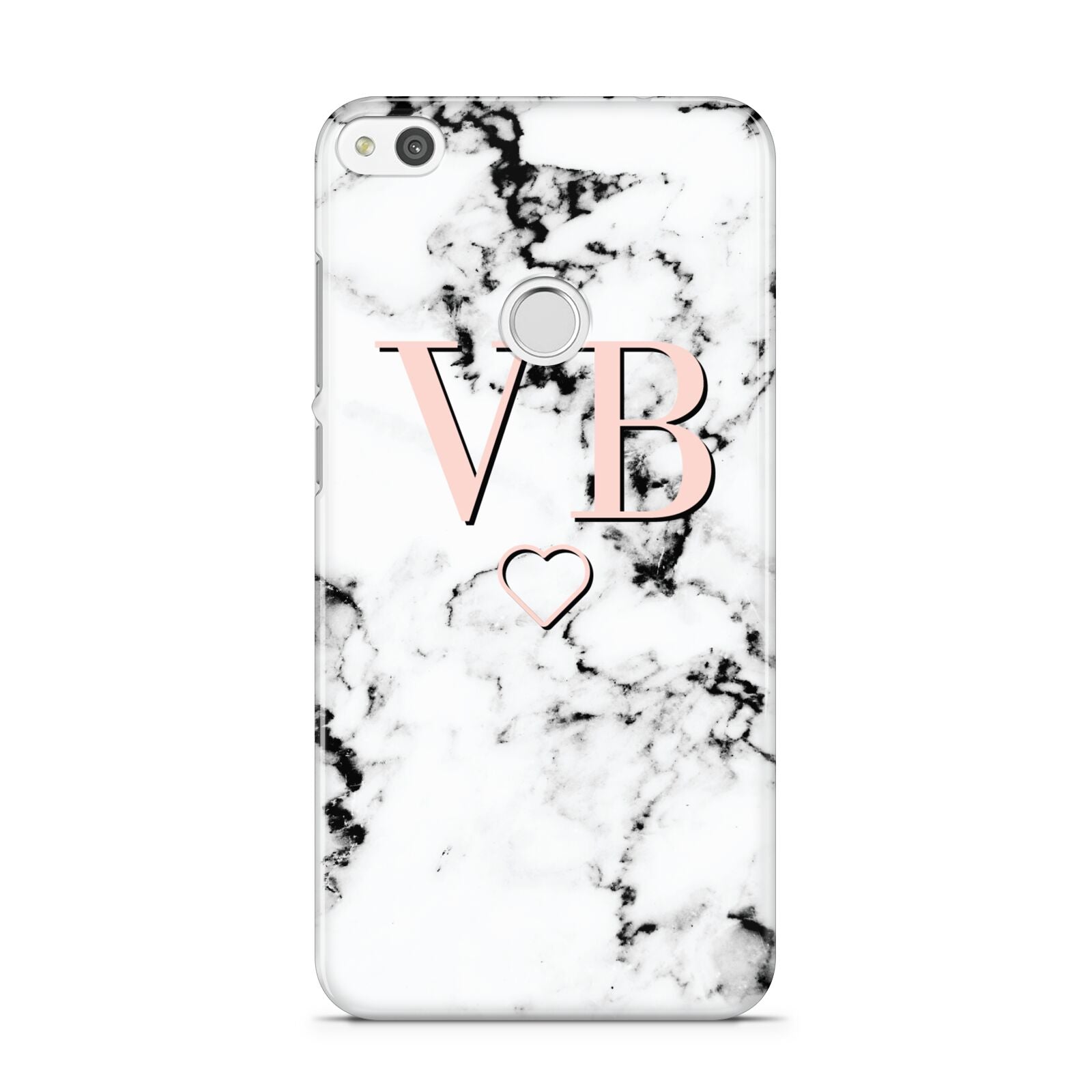 Personalised Coral Initials Heart Marble Huawei P8 Lite Case