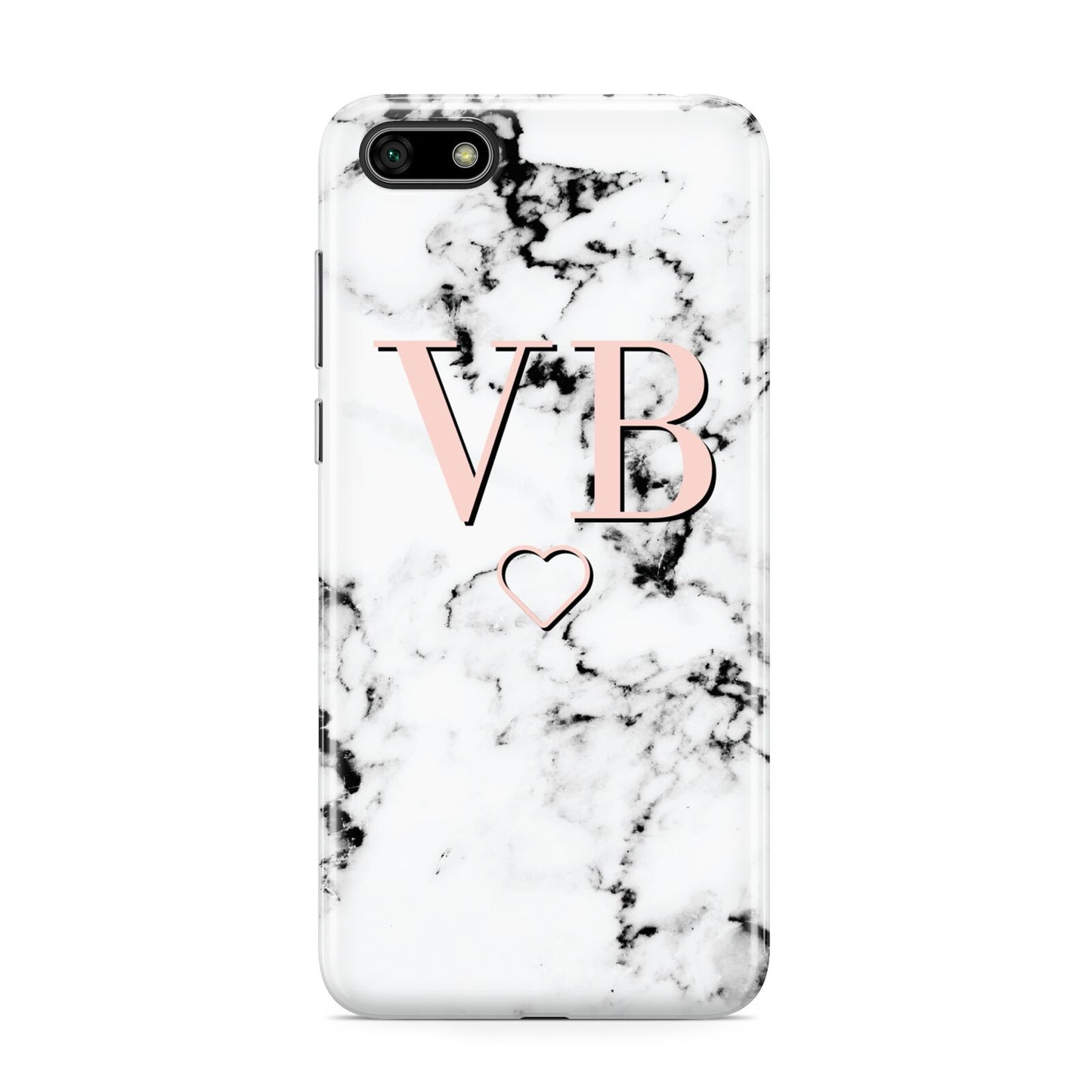 Personalised Coral Initials Heart Marble Huawei Y5 Prime 2018 Phone Case