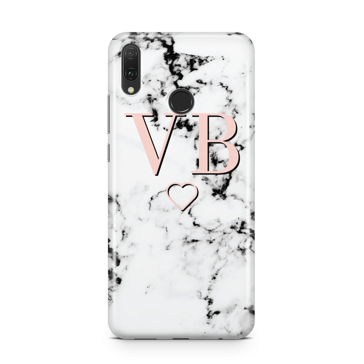 Personalised Coral Initials Heart Marble Huawei Y9 2019