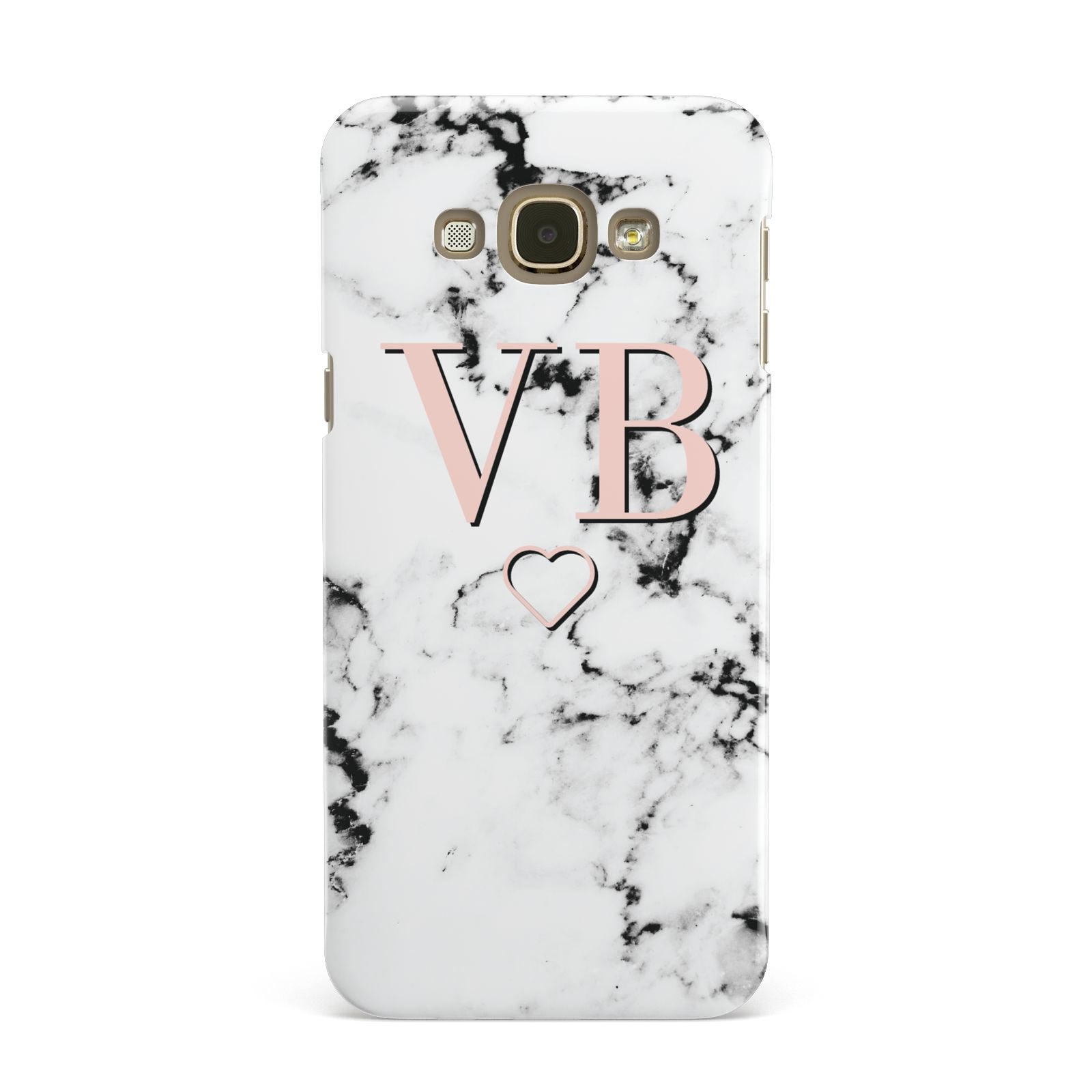 Personalised Coral Initials Heart Marble Samsung Galaxy A8 Case