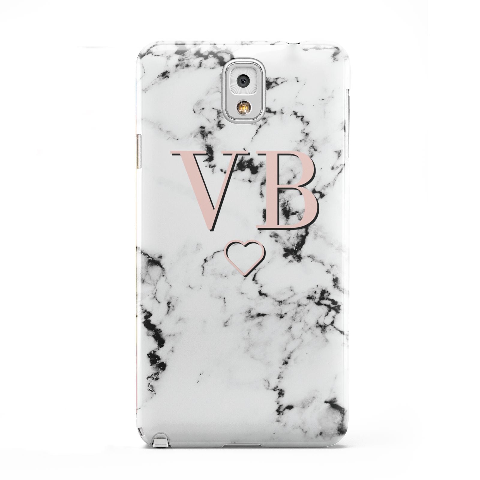 Personalised Coral Initials Heart Marble Samsung Galaxy Note 3 Case