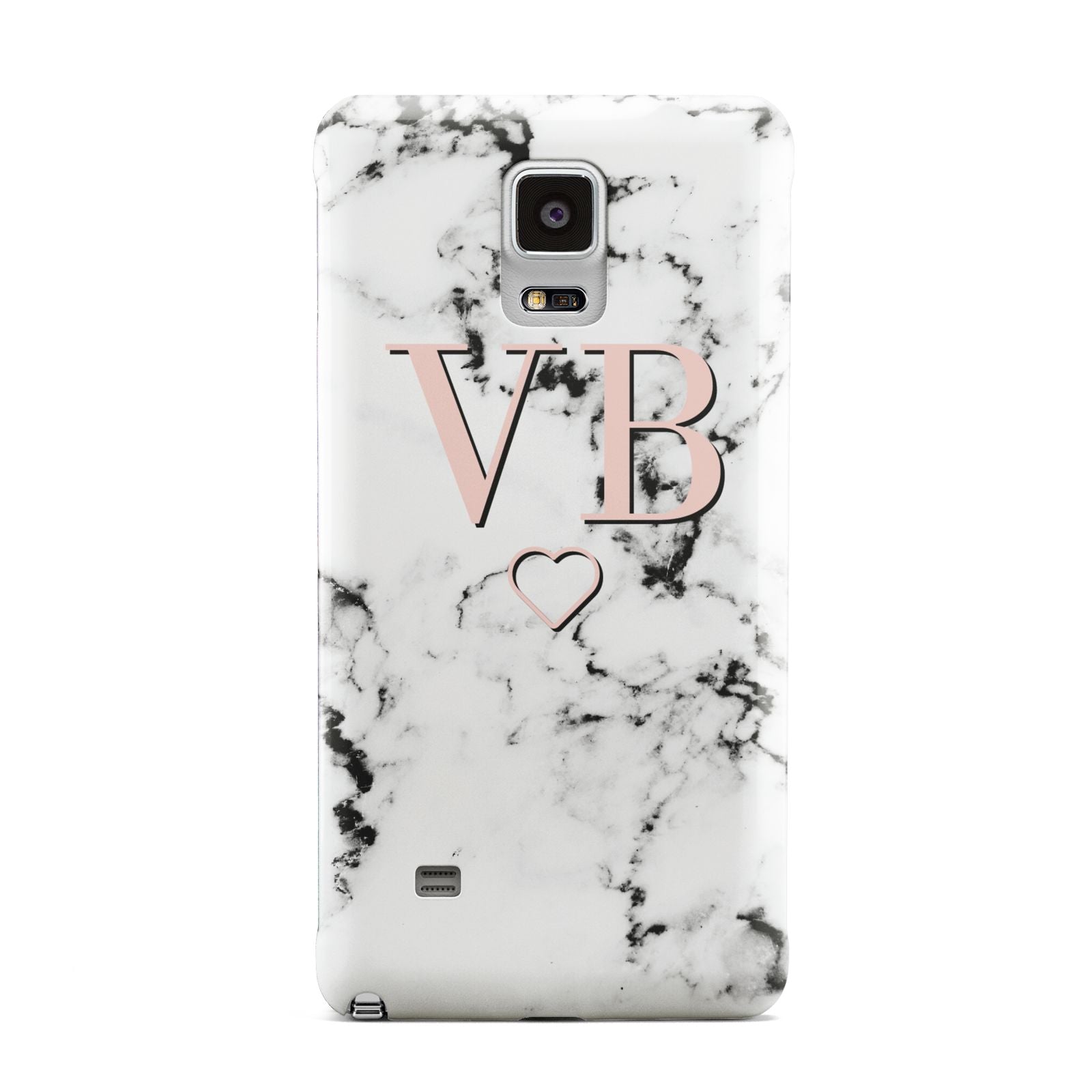 Personalised Coral Initials Heart Marble Samsung Galaxy Note 4 Case