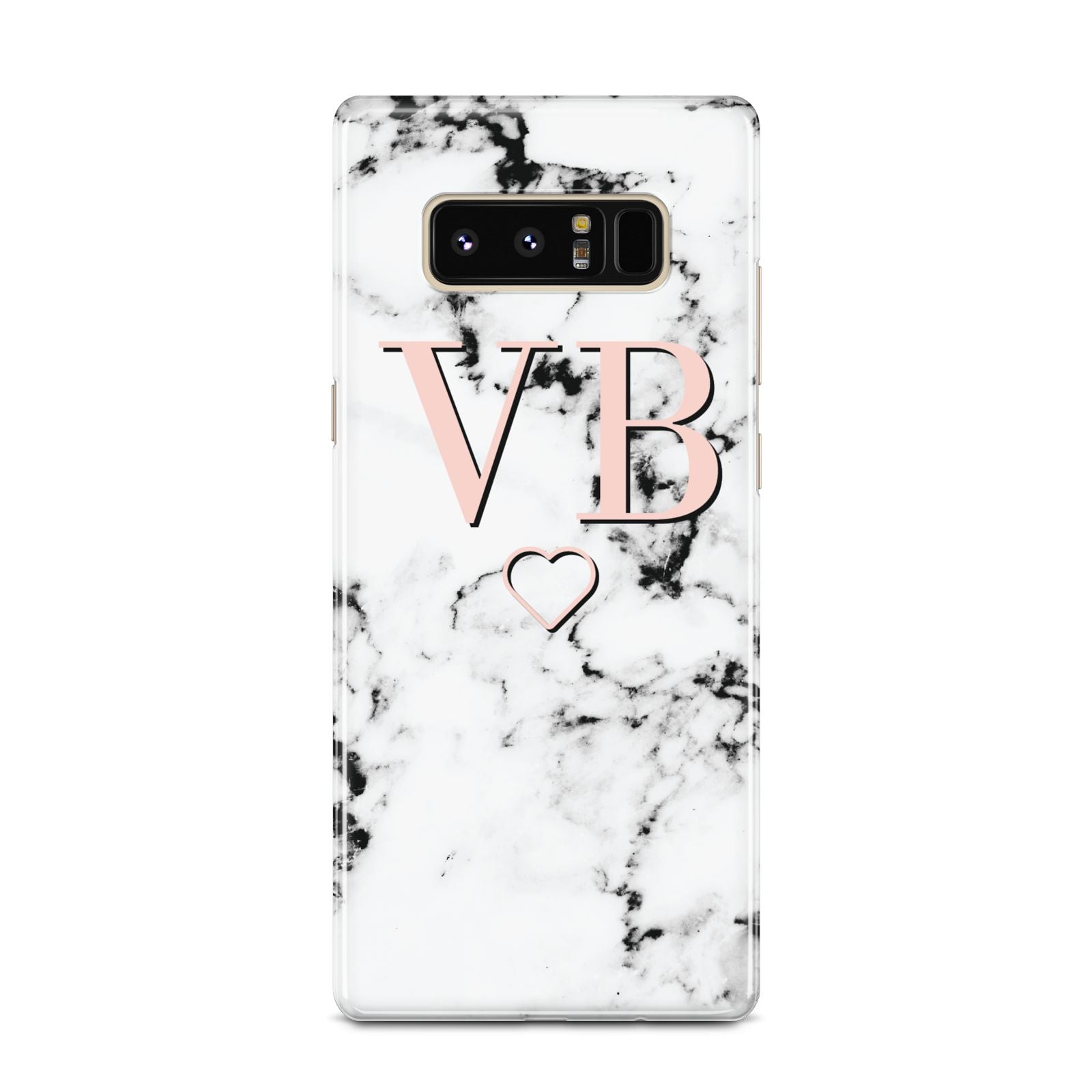 Personalised Coral Initials Heart Marble Samsung Galaxy Note 8 Case