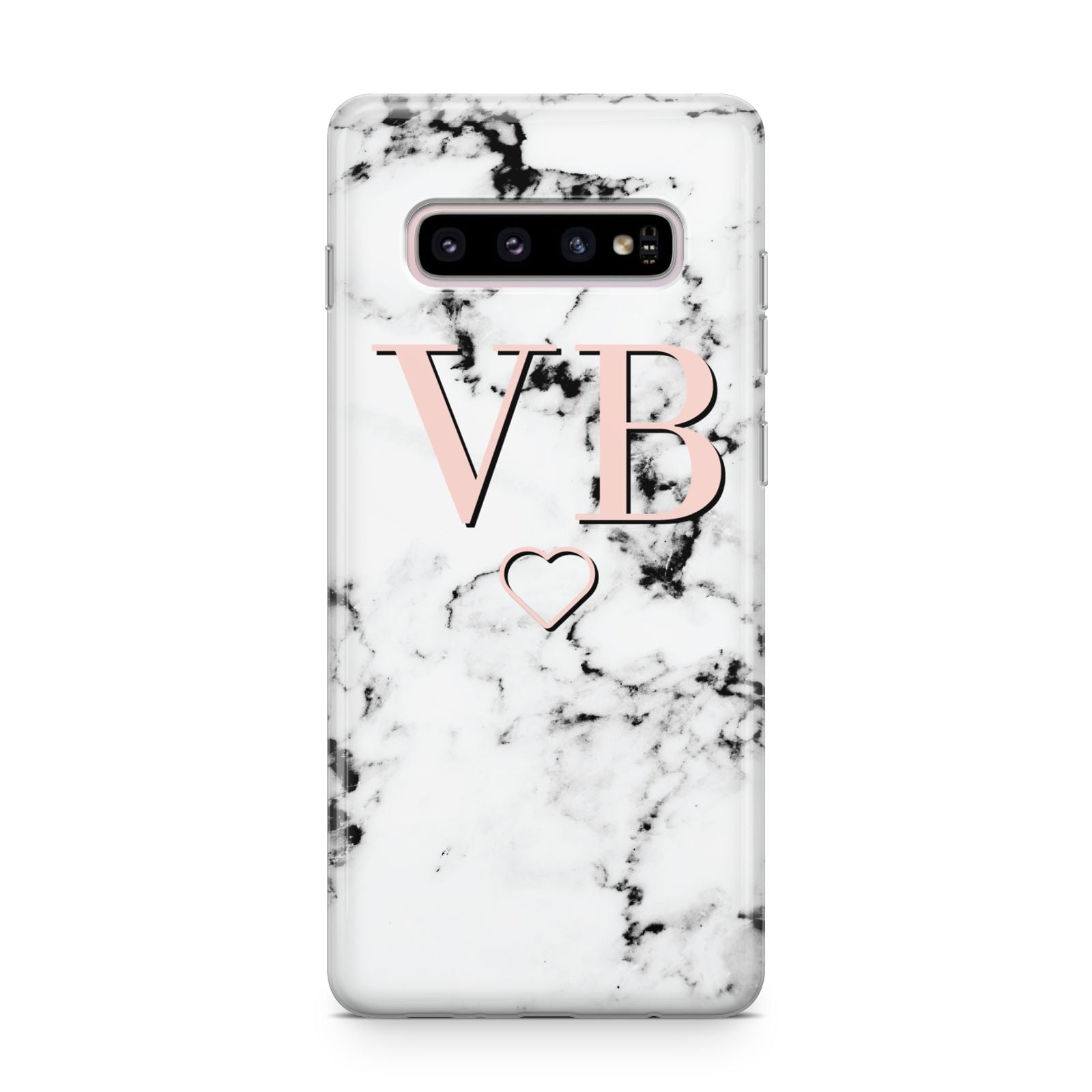 Personalised Coral Initials Heart Marble Samsung Galaxy S10 Plus Case