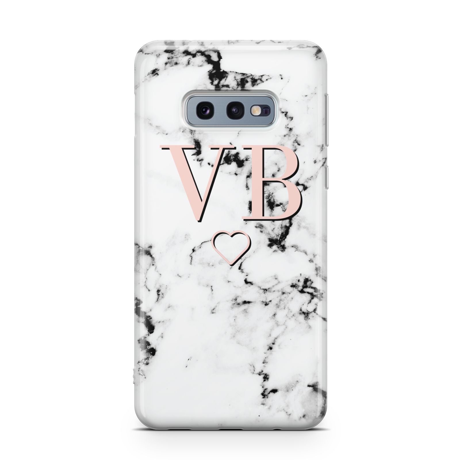 Personalised Coral Initials Heart Marble Samsung Galaxy S10E Case