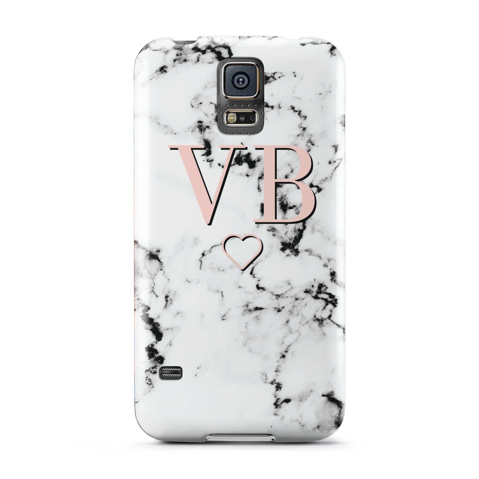 Personalised Coral Initials Heart Marble Samsung Galaxy S5 Case