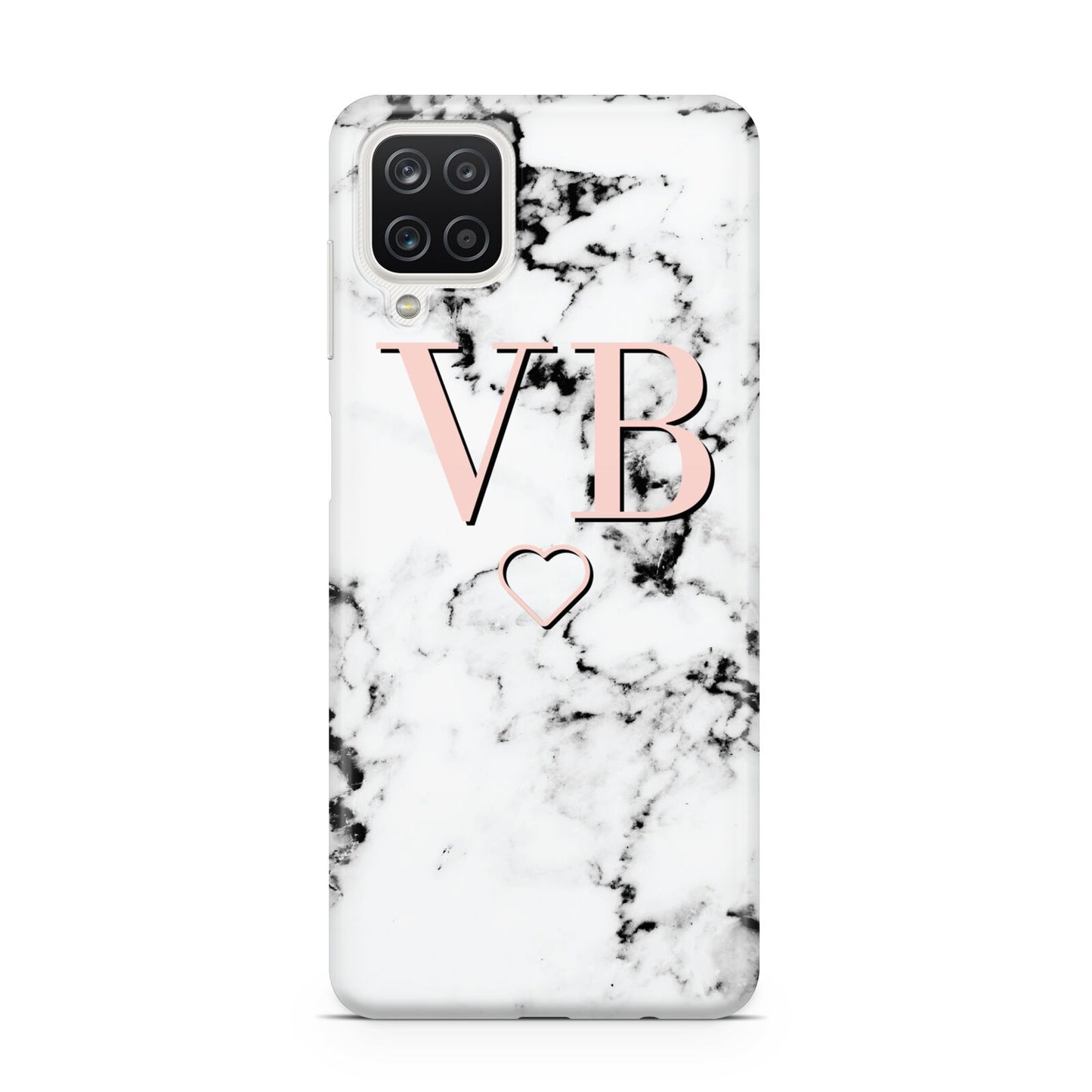 Personalised Coral Initials Heart Marble Samsung M12 Case