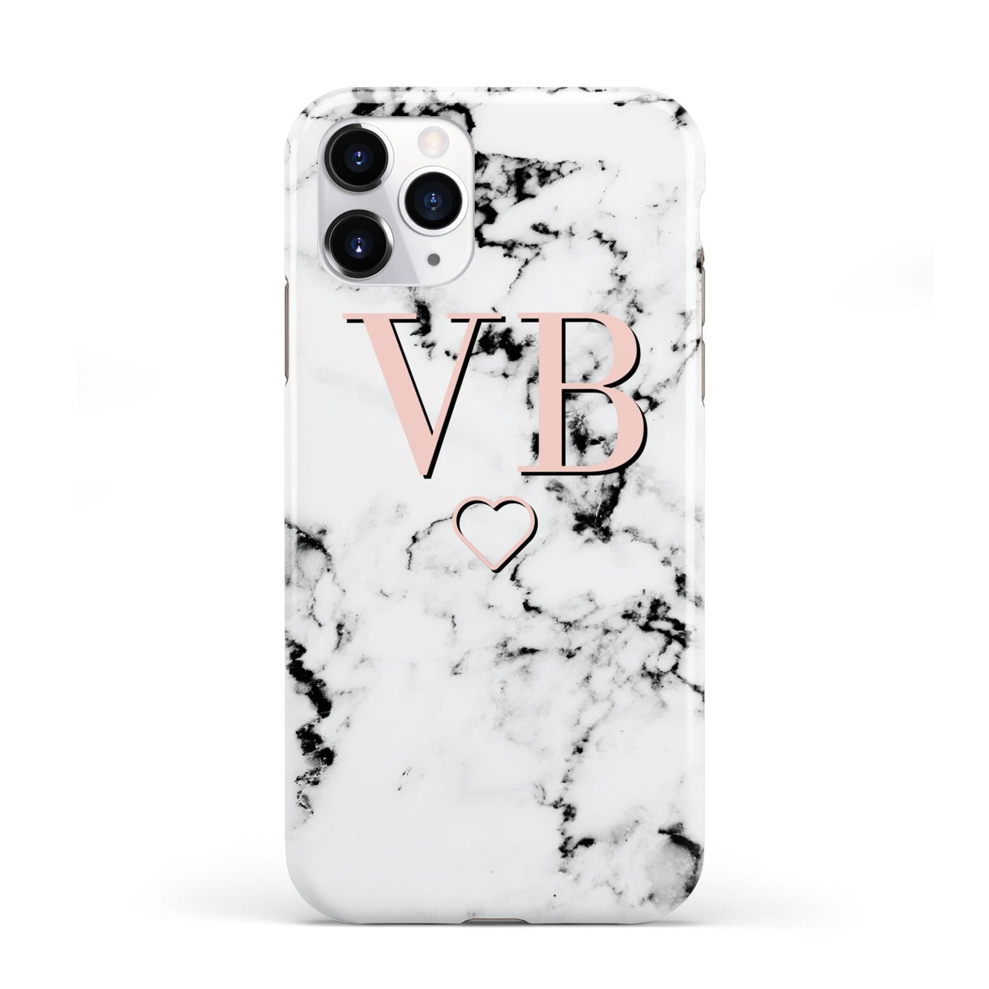 Personalised Coral Initials Heart Marble iPhone 11 Pro 3D Tough Case