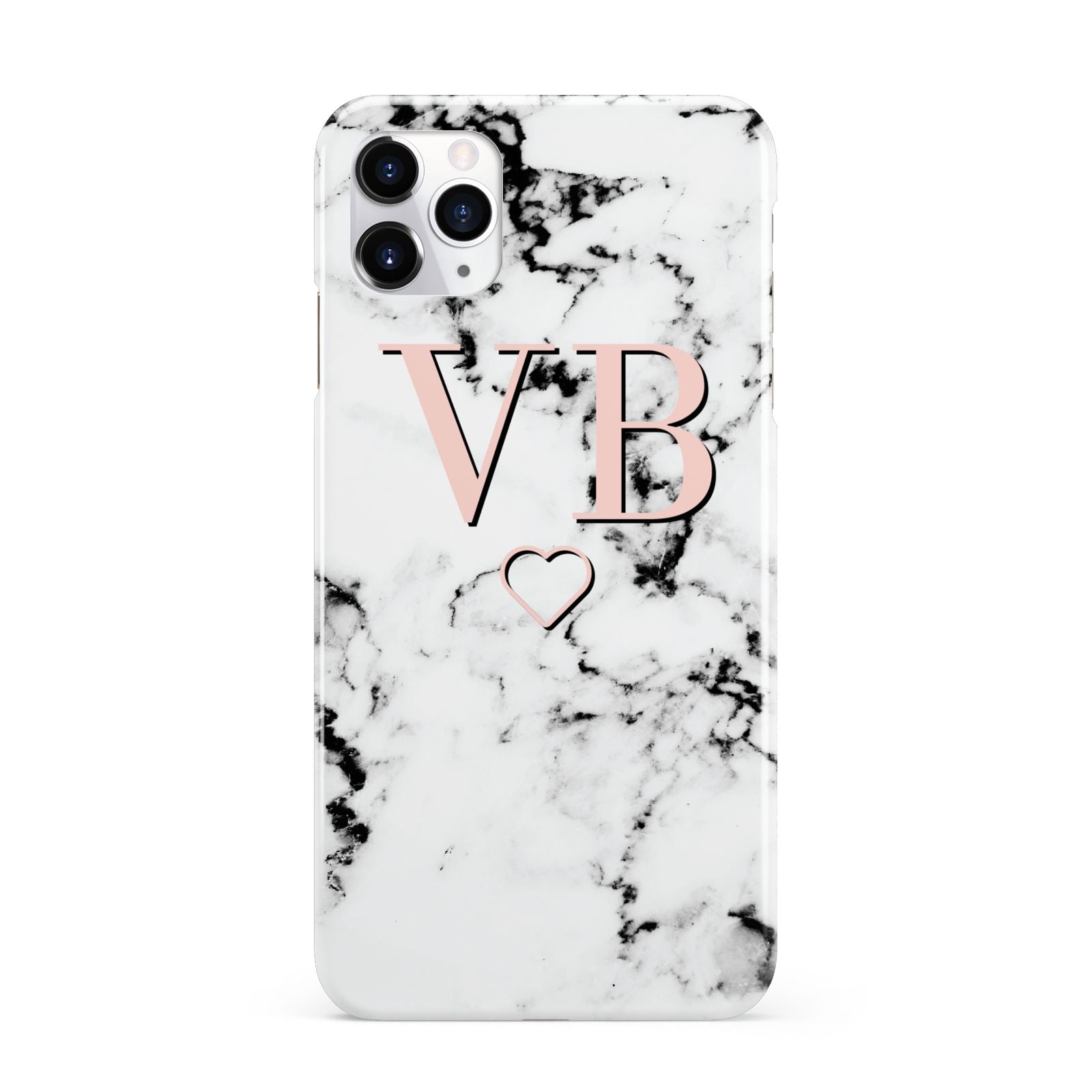 Personalised Coral Initials Heart Marble iPhone 11 Pro Max 3D Snap Case